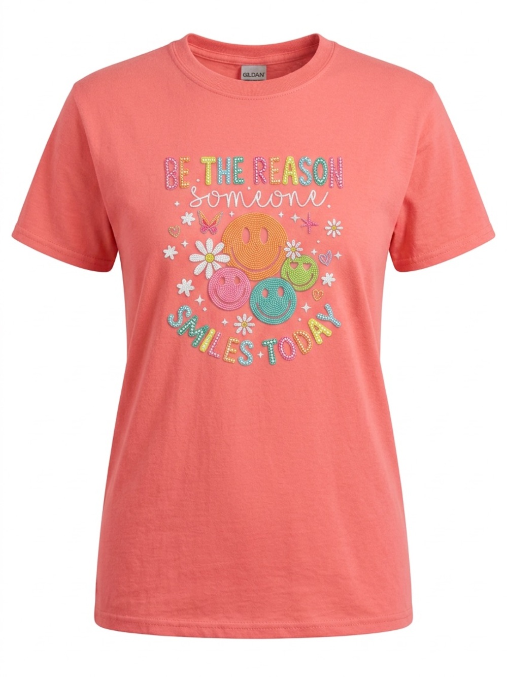 Women’s Coral Silk Premium Quality “ Be The Reason Someone Smiles” T-shirt Sz XL
